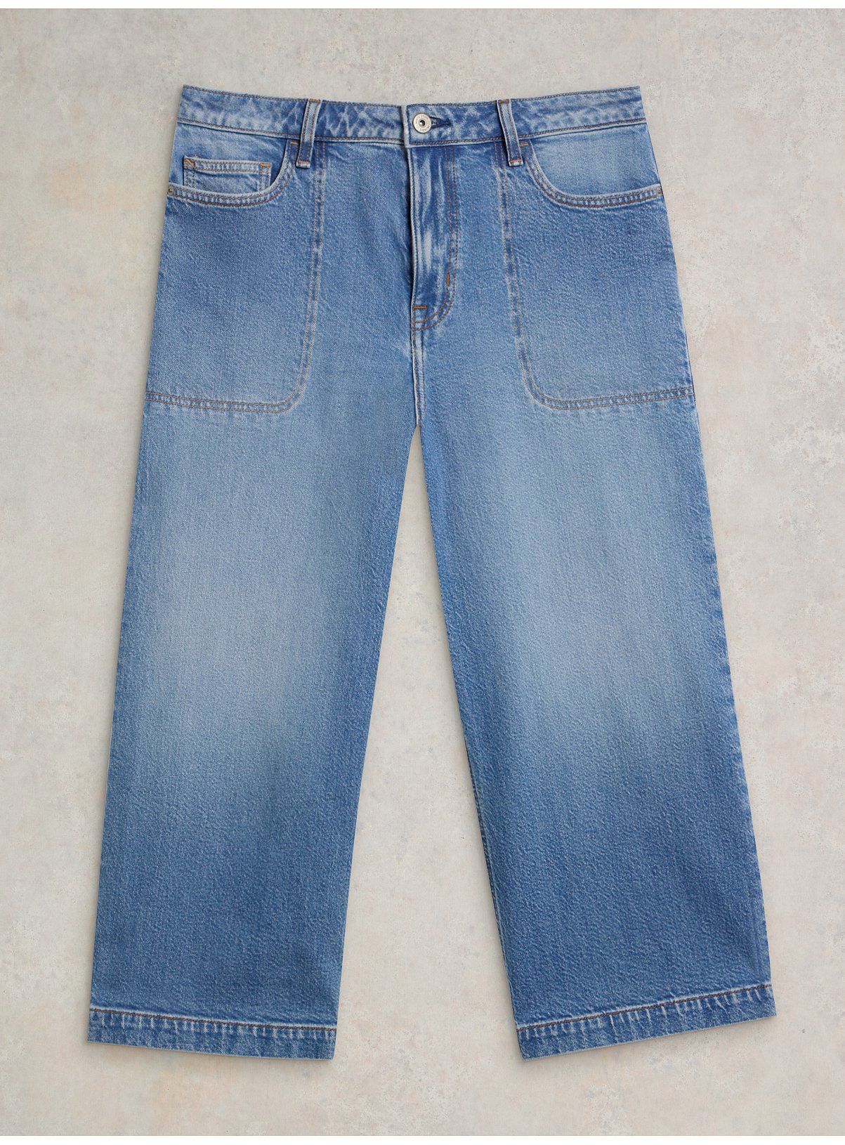 WHITE STUFF Tia Wide Leg Crop Jean Mid Denim 8 - Image 5 thumbnail